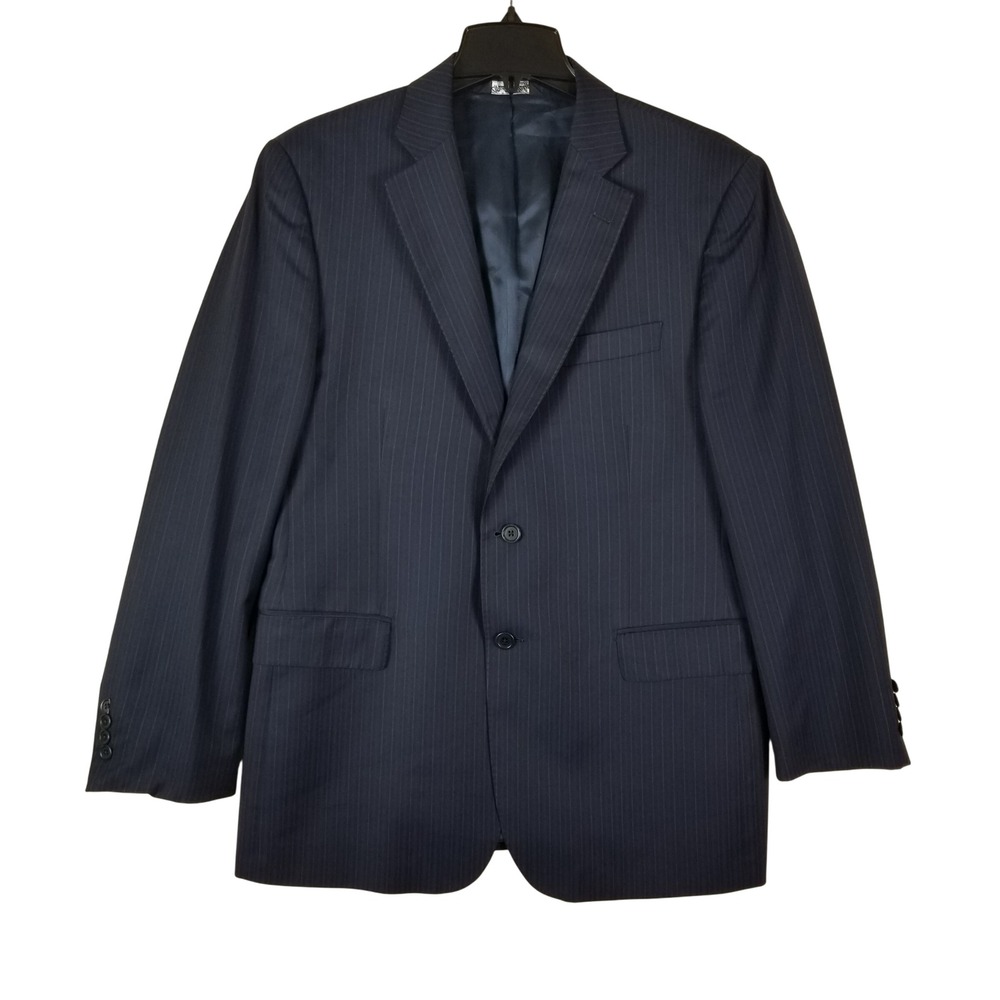 Ermenegildo Zegna Blazer Mens 42 R US 32 R Navy Blue Pinstripe Wool Silk Italy